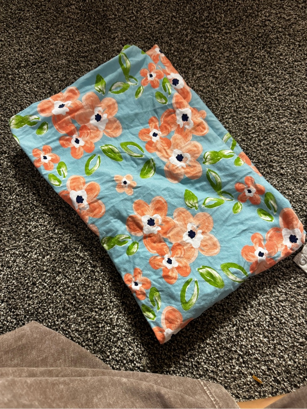 Baby Essentials Blue Sheet with Coral Floral Print